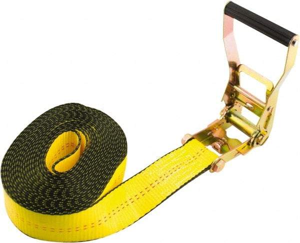 Erickson Manufacturing - 25' Long x 2" Wide, 10,000 Lb Basket Capacity, Polyester & Steel Web Sling - Yellow - Americas Industrial Supply