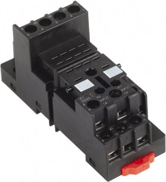 Schneider Electric - 250 Volt, 10 Amp, Flat Relay Socket - DIN Rail Mount, Panel Mount, IP20, Box Lug Mixed Terminal - Americas Industrial Supply