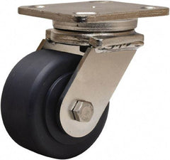 Hamilton - 4" Diam x 2" Wide x 5-5/8" OAH Top Plate Mount Swivel Caster - Nylon, 1,600 Lb Capacity, Stainless Steel Double Shielded Precision Ball Bearing, 4 x 5" Plate - Americas Industrial Supply