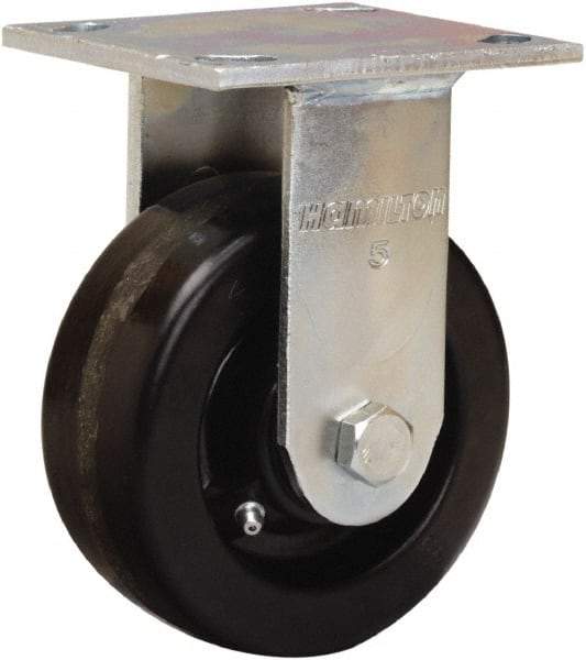 Hamilton - 5" Diam x 2" Wide x 6-1/2" OAH Top Plate Mount Rigid Caster - Phenolic, 900 Lb Capacity, Straight Roller Bearing, 4 x 4-1/2" Plate - Americas Industrial Supply