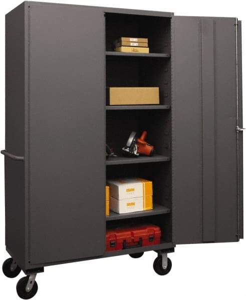 Durham - 4 Shelf Locking Storage Cabinet - Steel, 48" Wide x 24" Deep x 80" High, Gray - Americas Industrial Supply
