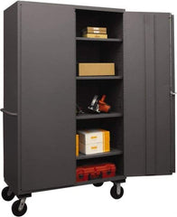 Durham - 4 Shelf Locking Storage Cabinet - Steel, 48" Wide x 24" Deep x 80" High, Gray - Americas Industrial Supply