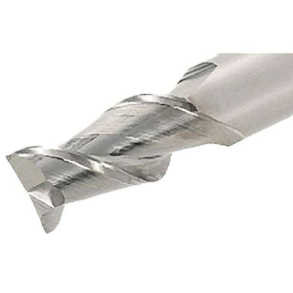 Iscar - 1/4", 1/2" LOC, 1/4" Shank Diam, 2-1/2" OAL, 2 Flute, Solid Carbide Square End Mill - Single End, Uncoated, Spiral Flute, 45° Helix, Right Hand Cut, Right Hand Flute - Americas Industrial Supply