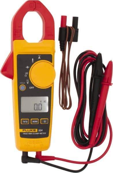 Fluke - 324, CAT IV, CAT III, Digital True RMS Clamp Meter with 1.18" Clamp On Jaws - 600 VAC/VDC, 400 AC Amps, Measures Voltage, Capacitance, Continuity, Current, Resistance, Temperature - Americas Industrial Supply