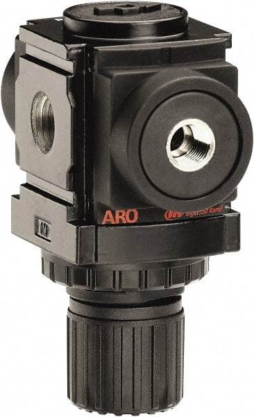 ARO/Ingersoll-Rand - 1/4 NPT Port, 59 CFM, Aluminum Miniature Regulator - 0 to 140 psi Range, 250 Max psi Supply Pressure, 1/8" Gauge Port Thread, 2.913" Wide x 3-9/16" High - Americas Industrial Supply