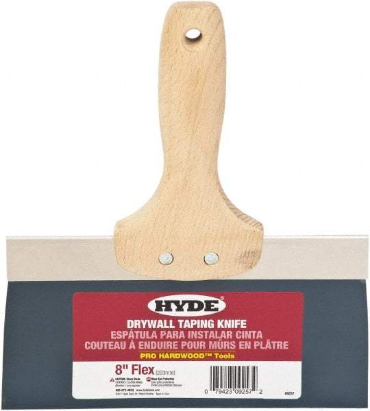 Hyde Tools - 8" Wide Flexible Blade Steel Joint Knife - Flexible, Hardwood Handle - Americas Industrial Supply