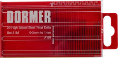 DORMER - 0.3 to 1mm, 118° Point, Oxide Finish, High Speed Steel Jobber Length Drill Bit Set - Americas Industrial Supply