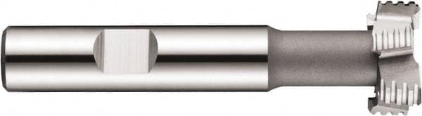 DORMER - 16mm Cut Diam, 8mm Cut Width, 7mm Neck Diam, 0.3937" Shank Diam, Cobalt T-Slot Cutter - Uncoated, 8mm Bolt, Staggered Teeth, 6 Teeth, Weldon Flat - Americas Industrial Supply
