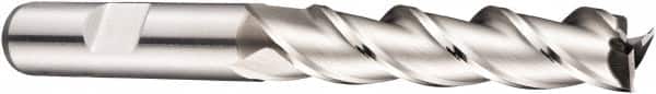DORMER - 3 Flute Powdered Metal Roughing & Finishing Square End Mill - Uncoated, Weldon Shank, 40° Helix, Centercutting, Extra Long Length - Americas Industrial Supply