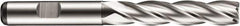 DORMER - 4 Flute Powdered Metal Roughing & Finishing Square End Mill - Uncoated, Weldon Shank, 30° Helix, Centercutting, Extra Long Length - Americas Industrial Supply