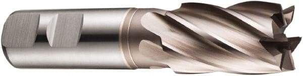 DORMER - 5 Flute Powdered Metal Roughing & Finishing Square End Mill - TiCN Finish, Weldon Shank, 30° Helix, Centercutting, Regular Length - Americas Industrial Supply