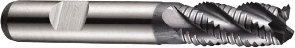 DORMER - 18mm Diam, Coarse Pitch, 32mm LOC, 4 Flute Powdered Metal Roughing Square End Mill - AlCrN Finish, 92mm OAL, 16mm Shank Diam, Single End, Extended Reach, Centercutting, 35° Helix - Americas Industrial Supply