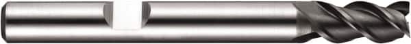 DORMER - 3 Flute Powdered Metal Roughing & Finishing Square End Mill - AlCrN Finish, Weldon Shank, 45° Helix, Centercutting, Regular Length - Americas Industrial Supply
