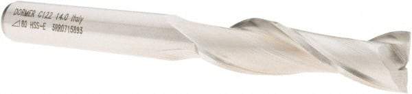DORMER - 2 Flute Cobalt Roughing & Finishing Square End Mill - Uncoated, Straight Shank, 30° Helix, Centercutting, Extra Long Length - Americas Industrial Supply