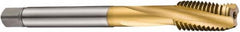 DORMER - M16x2.00 Metric Coarse 3 Flute 6H Bottoming Spiral Flute Tap - Cobalt, TiN Finish, 110mm OAL, Right Hand Flute, Right Hand Thread, Series E263 - Americas Industrial Supply