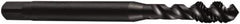 DORMER - M18x2.50 Metric Coarse 4 Flute 6H Bottoming Spiral Flute Tap - Cobalt, Oxide Finish, 112mm OAL, Right Hand Flute, Right Hand Thread, Series E003 - Americas Industrial Supply