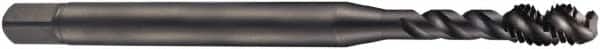 DORMER - 1/4-20 UNC 3 Flute 2B Bottoming Spiral Flute Tap - Cobalt, Oxide Finish, 80mm OAL, Right Hand Flute, Right Hand Thread, Series EX21 - Exact Industrial Supply