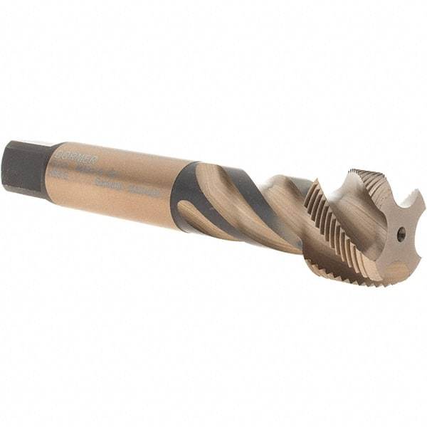 DORMER - M28x1.50 Metric Fine 4 Flute 6H Bottoming Spiral Flute Tap - Cobalt, Bright Finish, 140mm OAL, Right Hand Flute, Right Hand Thread, Series EX10 - Americas Industrial Supply