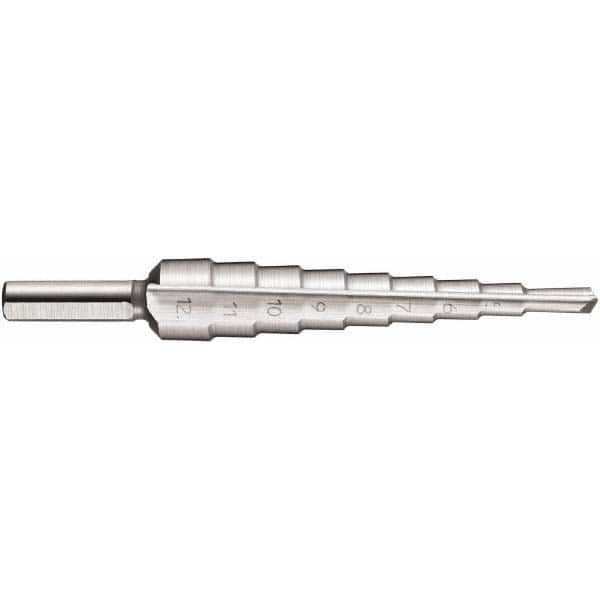 DORMER - 9 Hole Sizes, 4 to 12mm Hole Diam High Speed Steel Step Drill Bit - Americas Industrial Supply