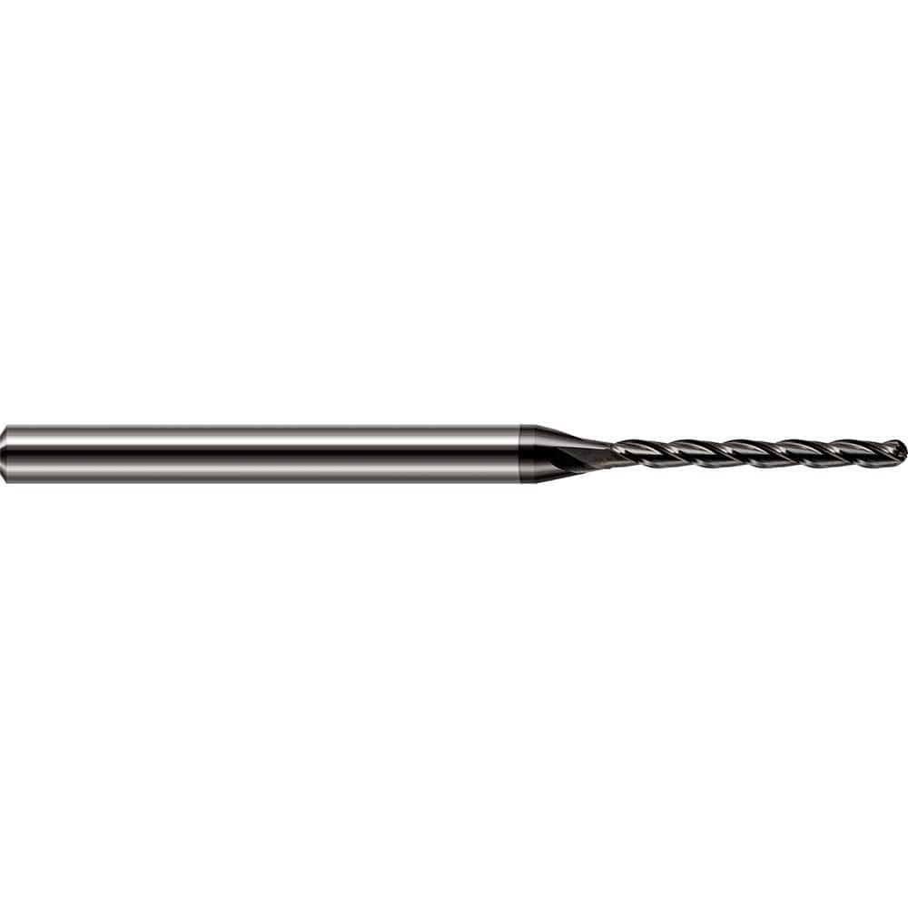 Ball End Mill: 0.125″ Dia, 1.5″ LOC, 3 Flute, Solid Carbide 3″ OAL, 1/8″ Shank Dia, 30 ° Helix, Amorphous Diamond Coated, Single End
