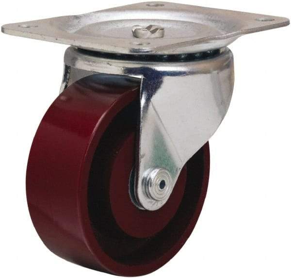 Hamilton - 4" Diam x 1-1/2" Wide x 5" OAH Top Plate Mount Swivel Caster - Cast Iron, 375 Lb Capacity, Straight Roller Bearing, 4 x 5-1/8" Plate - Americas Industrial Supply