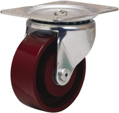 Hamilton - 4" Diam x 1-1/2" Wide x 5" OAH Top Plate Mount Swivel Caster - Cast Iron, 375 Lb Capacity, Straight Roller Bearing, 4 x 5-1/8" Plate - Americas Industrial Supply