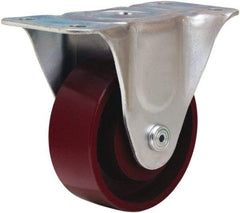 Hamilton - 4" Diam x 1-1/2" Wide x 5" OAH Top Plate Mount Rigid Caster - Cast Iron, 375 Lb Capacity, Straight Roller Bearing, 3 x 6-3/16" Plate - Americas Industrial Supply