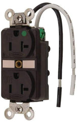 Hubbell Wiring Device-Kellems - 125 VAC, 20 Amp, 5-20R NEMA Configuration, Brown, Hospital Grade, Self Grounding Duplex Receptacle - 1 Phase, 2 Poles, 3 Wire, Flush Mount, Chemical, Corrosion and Impact Resistant, Tamper Resistant - Americas Industrial Supply