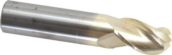 Accupro - 20mm Diam, 32mm LOC, 3 Flute Solid Carbide Ball End Mill - ZrN Finish, Single End, 100mm OAL, 20mm Shank Diam, Spiral Flute - Americas Industrial Supply