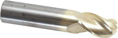 Accupro - 20mm Diam, 32mm LOC, 3 Flute Solid Carbide Ball End Mill - ZrN Finish, Single End, 100mm OAL, 20mm Shank Diam, Spiral Flute - Americas Industrial Supply