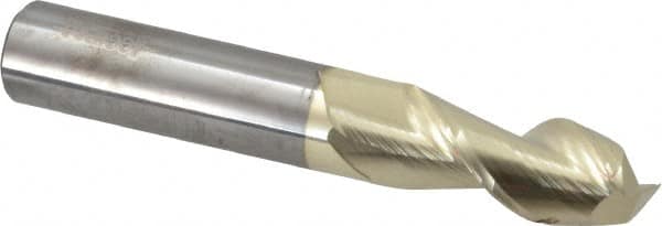 Accupro - 16mm, 40mm LOC, 16mm Shank Diam, 100mm OAL, 2 Flute, Solid Carbide Square End Mill - Single End, ZrN Finish, Spiral Flute, 45° Helix, Centercutting, Right Hand Cut, Right Hand Flute - Americas Industrial Supply