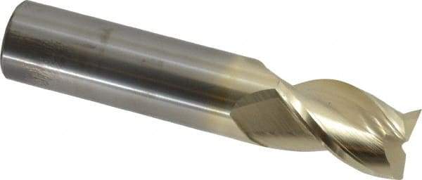 Accupro - 3 Flute Solid Carbide Roughing & Finishing Square End Mill - ZrN Finish, Straight Shank, 37° Helix, Centercutting - Americas Industrial Supply