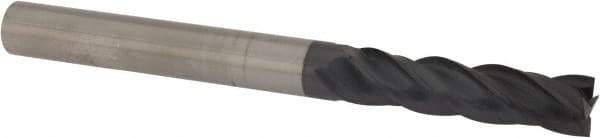 Accupro - 9/16", 1-1/8" LOC, 9/16" Shank Diam, 3-1/2" OAL, 4 Flute, Solid Carbide Square End Mill - Single End, AlTiN Finish, Spiral Flute, Variable° Helix, Centercutting, Right Hand Cut, Right Hand Flute - Americas Industrial Supply