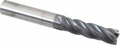 Accupro - 5/8", 2-1/4" LOC, 5/8" Shank Diam, 5" OAL, 4 Flute, Solid Carbide Square End Mill - Single End, AlTiN Finish, Spiral Flute, Variable° Helix, Centercutting, Right Hand Cut, Right Hand Flute - Americas Industrial Supply