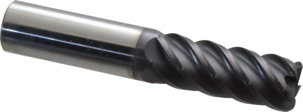 Accupro - 5/8", 5 Flute, Single End, Solid Carbide, 0.09" Corner Radius End Mill - 3-1/2" OAL, 45° Helix, Right Hand Flute, 1-5/8" LOC, Right Hand Cut - Americas Industrial Supply