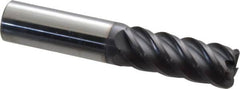 Accupro - 5/8", 5 Flute, Single End, Solid Carbide, 0.09" Corner Radius End Mill - 3-1/2" OAL, 45° Helix, Right Hand Flute, 1-5/8" LOC, Right Hand Cut - Americas Industrial Supply