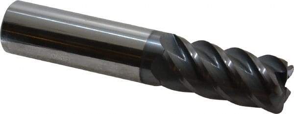 Accupro - 3/4", 5 Flute, Single End, Solid Carbide, 0.09" Corner Radius End Mill - 4" OAL, 45° Helix, Right Hand Flute, 1-5/8" LOC, Right Hand Cut - Americas Industrial Supply