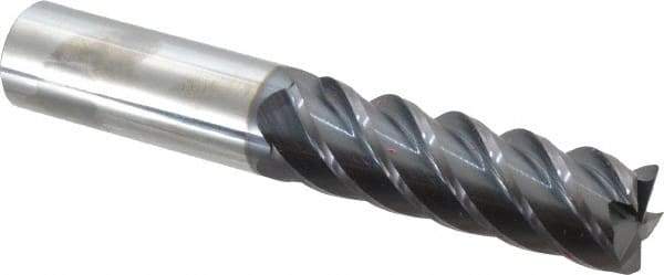 Accupro - 1", 5 Flute, Single End, Solid Carbide, 0.03" Corner Radius End Mill - 6" OAL, 45° Helix, Right Hand Flute, 3-1/4" LOC, Right Hand Cut - Americas Industrial Supply