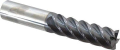 Accupro - 1", 5 Flute, Single End, Solid Carbide, 0.03" Corner Radius End Mill - 6" OAL, 45° Helix, Right Hand Flute, 3-1/4" LOC, Right Hand Cut - Americas Industrial Supply