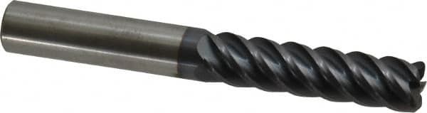 Accupro - 1/2", 5 Flute, Single End, Solid Carbide, 0.06" Corner Radius End Mill - 4" OAL, 45° Helix, Right Hand Flute, 2" LOC, Right Hand Cut - Americas Industrial Supply
