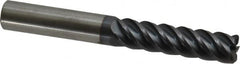 Accupro - 1/2", 5 Flute, Single End, Solid Carbide, 0.06" Corner Radius End Mill - 4" OAL, 45° Helix, Right Hand Flute, 2" LOC, Right Hand Cut - Americas Industrial Supply