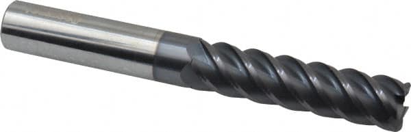 Accupro - 5/8", 5 Flute, Single End, Solid Carbide, 0.06" Corner Radius End Mill - 5" OAL, 45° Helix, Right Hand Flute, 2-1/2" LOC, Right Hand Cut - Americas Industrial Supply