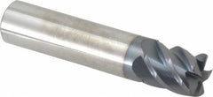Accupro - 5/8", 5 Flute, Single End, Solid Carbide, 0.03" Corner Radius End Mill - 3" OAL, 45° Helix, Right Hand Flute, 3/4" LOC, Right Hand Cut - Americas Industrial Supply