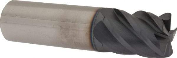 Accupro - 3/4", 5 Flute, Single End, Solid Carbide, 0.03" Corner Radius End Mill - 3" OAL, 45° Helix, Right Hand Flute, 1" LOC, Right Hand Cut - Americas Industrial Supply