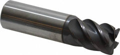 Accupro - 3/4", 5 Flute, Single End, Solid Carbide, 0.06" Corner Radius End Mill - 3" OAL, 45° Helix, Right Hand Flute, 1" LOC, Right Hand Cut - Americas Industrial Supply