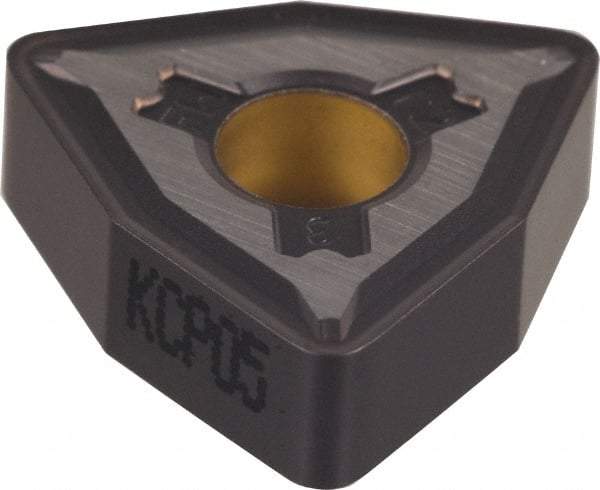 Kennametal - WNMG431 FW Grade KCP10 Carbide Turning Insert - TiCN/Al2O3 Finish, 80° Trigon, 1/2" Inscr Circle, 3/16" Thick, 1/64" Corner Radius - Americas Industrial Supply