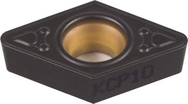 Kennametal - DCMT32.52 MF Grade KCK20 Carbide Turning Insert - TiCN/Al2O3 Finish, 55° Diamond, 3/8" Inscr Circle, 5/32" Thick, 1/32" Corner Radius - Americas Industrial Supply