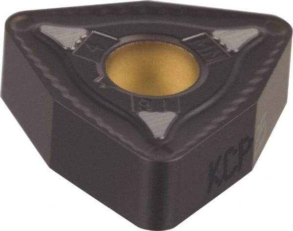 Kennametal - WNMG432 MN Grade KCP30 Carbide Turning Insert - TiCN/Al2O3 Finish, 80° Trigon, 1/2" Inscr Circle, 3/16" Thick, 1/32" Corner Radius - Americas Industrial Supply