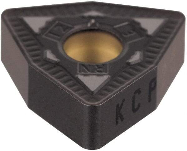 Kennametal - WNMG332 RN Grade KCP25 Carbide Turning Insert - TiCN/Al2O3 Finish, 80° Trigon, 3/8" Inscr Circle, 3/16" Thick, 1/32" Corner Radius - Americas Industrial Supply