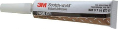 3M - 0.70 oz Tube Clear Instant Adhesive - Series CA50, 60 to 120 sec Fixture Time, 24 hr Full Cure Time, Bonds to Cardboard, Cork Board, Fabric, Fiberglass, Foam, Metal, Plastic, Rubber & Vinyl - Americas Industrial Supply